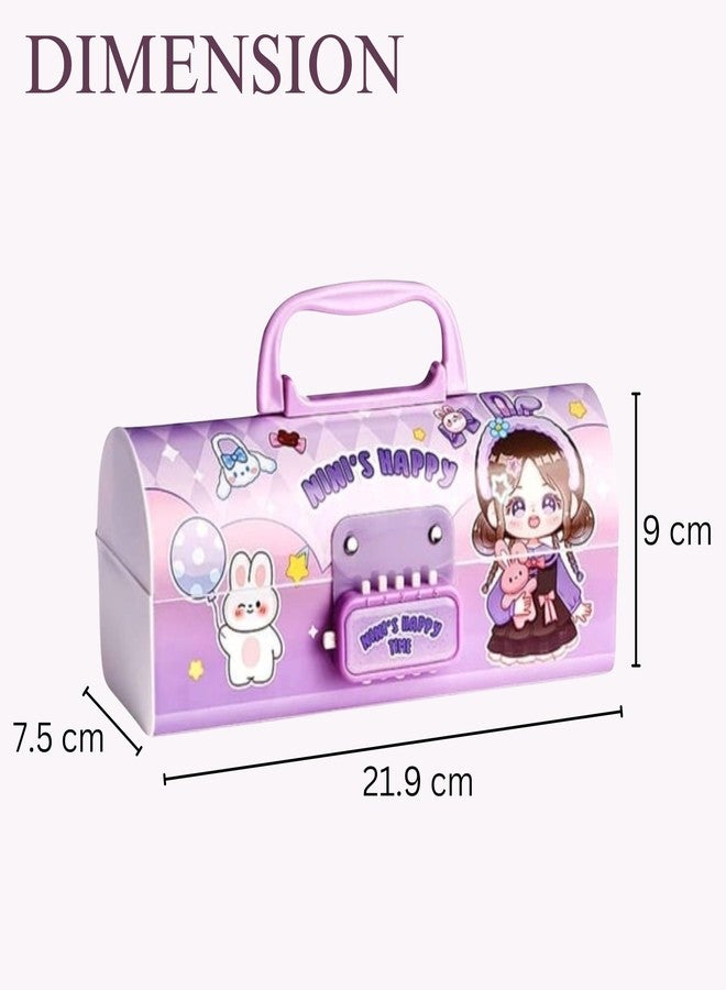 ZAFCO Creative Password Pencil Box- Suitcase Style with Code Lock Large Capacity Multi-Function Storage Bag Multi-Layer Pencil Box for Girls and School Kids (Suitcase-Purple) - Image 2